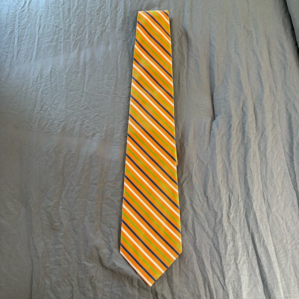 Rooster Handmade Silk Striped Tie.